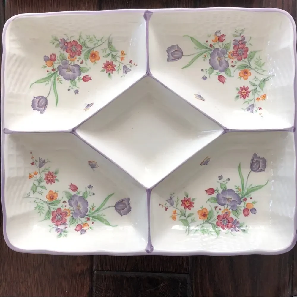 Vintage Condiment Dish Tominaga Japan Relish Dip Veggie Grannycore CRAZING
